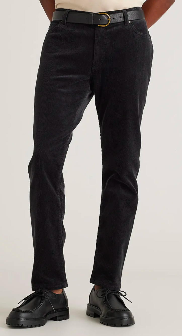 Quince Mens Black Organic Stretch Corduroy Pants 36x30 NWT Straight Leg